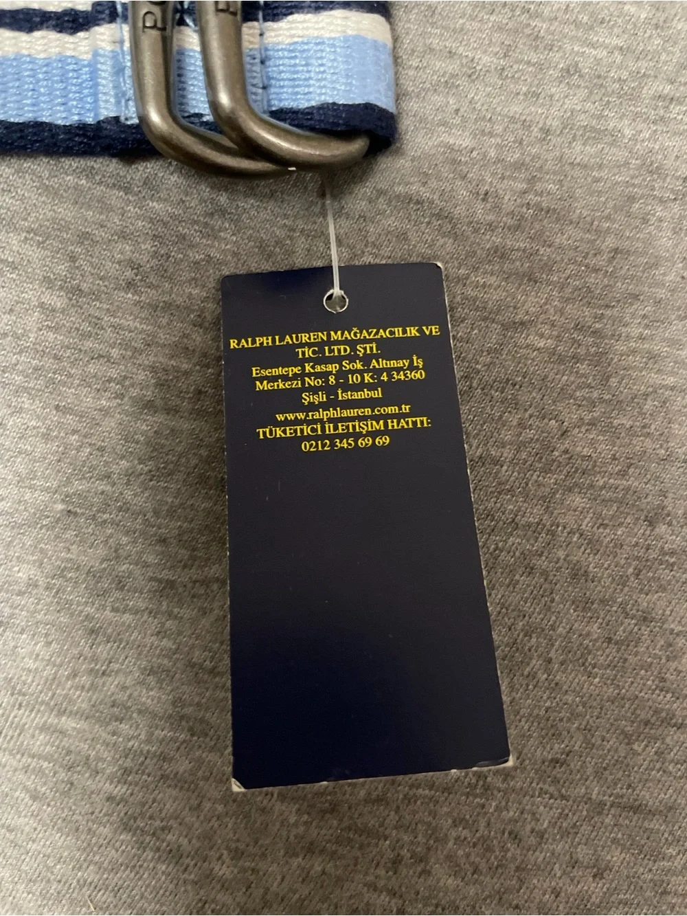 Polo by Ralph Lauren Navy and Light Blue Striped Webbing Belt NWT